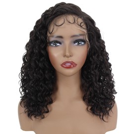 LUXLUXE Nadia 14.5” Side-parted HD Lace Front Medium Length Natural Looking Curls With Fine Baby Hair, Heat Resistant Fibers, (Dark Brown)