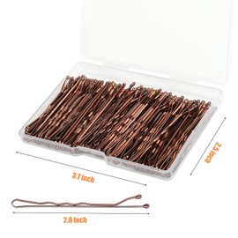 Zuolabty 100Pcs Bobby Pins Brown Hair Pins Kit for Women Girls Kids Premium Wavy Brown Bobby Pins Hair Clips with Storage Box,Suitable for All Hair Types (Brown, 2inch)