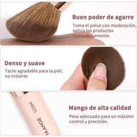 MAANGE Set de Brochas para Maquillaje 4PCS Brochas de Maquillaje Premium de Doble Punta Multi Usos con Estuche Brocha para Base Pulir Líquidos, Cremas, Polvos Ideal para Regalar(Beige+Dorado)