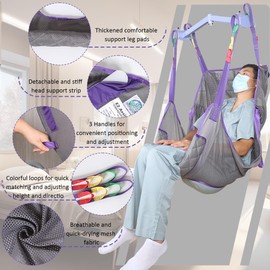 EZ Assistive Patient Lift Sling with Commode Opening, Patient Aid Full Body Mesh Toileting Sling, 500lbs Weight Capacity (Small)