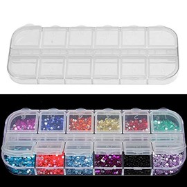 WAREHOUS 12 Detachable Clear Plastic Divided Storage Box Home Nail Art Empty Storage Boxes Rhinestone Storage Case