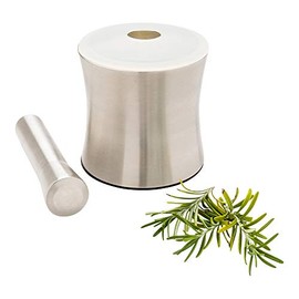 Restaurantware Met Lux Pill Mortar , Pestle,1 Slip-Resistant Dog Food Crusher-With Plastic Lid,Corrosion-Resistant,Stainless Steel Food Mortar , Pestle Set,Dishwasher-Safe,For Grinding Spices , Herbs