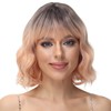 Yamel Wavy Bob Wig with Bangs Natural Ombre Orange Wig