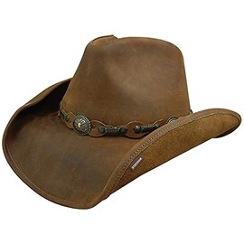 Stetson Men's Roxbury Shapeable Leather Cowboy Western Hat, Rust, Small