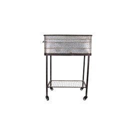 Creative Co-Op Metal Bucket/Planter on Stand with Casters