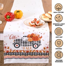 Folkulture Table Runners | Fall Table Runner 72 inches Long | 100% Cotton Table Runner for Fall Decor or Boho Decor | Farmhouse Style Table Runners for Dining Room | Thanksgiving Decorations