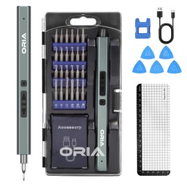 ORIA Electric Screwdriver Set, 33 in 1 Precision Screwdriver Set, Rechargeable Mini Electric Screwdriver, Portable Repair Tool Kit with 2 Torque Gears, LED Lights for Electronics Phone Watch PC