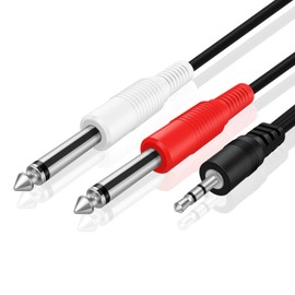 TNP Products 3ft 3.5mm TRS to Dual 6.35mm TS Audio Cable - Male to Male Y Connector - Compatible with Headphone, Smartphone, Laptop, Speaker, Amplifier, Audio Mixer