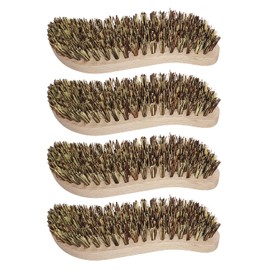 Pack of 4 Scrubbing Brush, Cleaning Brush with Extra Hard Bristles, Cleaning Brush, Hand Scrubber, Ergonomic Wooden Handle in S Shape, Root Brush for Kitchen, Garden, Household - Made in Germany