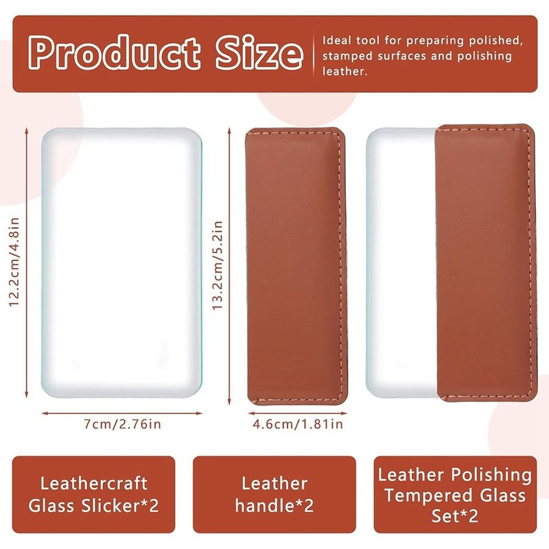 Aswalling 2-Pack Glass Slicker for Leathercraft Burnishing Leather Burnishing Tool