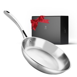 Lebof 12 Inch Stainless Steel Pan, 5-Ply Clad Base 800℉ Safe Frying Pans for Even Heating, Premium Cookware for Induction, Gas,Electric&Oven