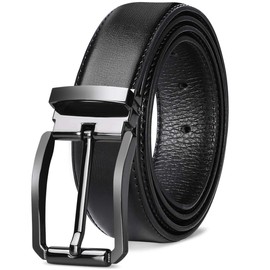 NEWHEY Men's Leather Belt Business Suit Jeans Belt Adjustable Black Brown 32 mm Wide, black