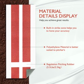 TUBAGOU Softball Pitching Mat Regulation Softball Pitching Rubber/Mound for Pitchers Indoor Outdoor Pitching Practice with 5mm Pitching Pad Antifade Antislip Pitch 10' X 3'