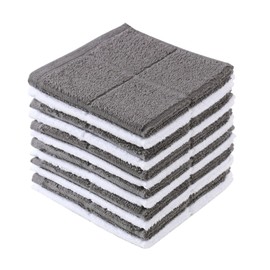 Glynniss Dishcloths Kitchen Highly Absorbent Dish Rags 100% Cotton Dish Cloths for Washing Dishes (Grey White)