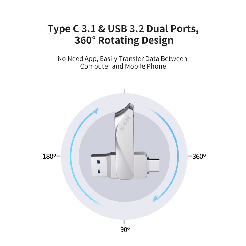 SSK - Unidad flash USB C de 64 GB, 2