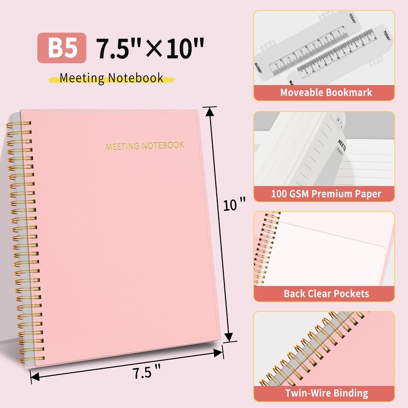 SUNEE Half Meeting Half Note - 7.5"x10" Professional Notebooks for