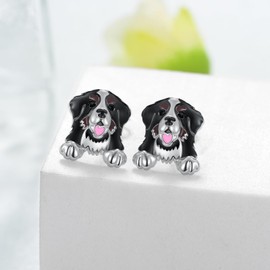 SVODEA Bernese Mountain Dog Gifts 925 Sterling Silver Bernese Mountain Dog Earrings Cute Animal Dog Jewelry Gifts for Women Dog Lover