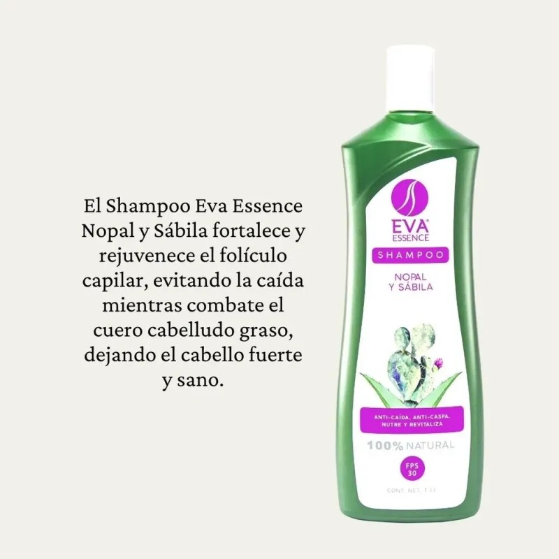 Shampoo Eva Essence Nopal Y Sábila 1l Anticaída Y Anticaspa