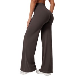 YEOREO Workout Leggings Womens No Front Seam Straight Leggings High Waist Buttery Eddiy Gym Yoga Pants Dark Brown L