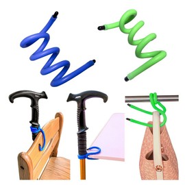 CozyLivn Flexible Hooks for Cane Holders, Wallet Hangers, and Ties - Moldable into Any Desired Shape. 2 Blue, 2 Green.