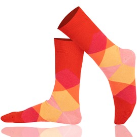 Mysocks Unisex Novelty Diamond Socks Red Orange and Pink