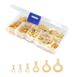 ALLVD Round Terminal Connector Kit Brass Crimp Cable Brass Crimp Cable Terminals (Set of 150) Various Sizes M3 M4 M5 M6 M8 M10 Kit Connector Kit Brass Ring Cable Lugs Round Terminals Copper Lugs Crimp