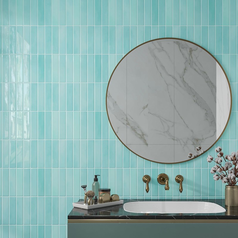 CHIHUT 6 Sheets Mint Green Peel and Stick Tile 12"X12"