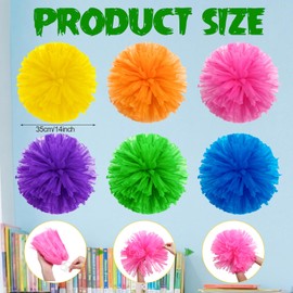 Tinlade 6 Pcs 14 Inch Party Decorations Large Trees Pom Pom Supplies Decorations Colorful Fluffy Fuzzy Tissue Paper Flowers for Classroom Reading Event Gift for Reading(Multicolored)