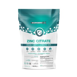 Zinc Citrate (100% Pure Certified/Maximum Strength 50mg Tablets x 100 (1 Per Day)