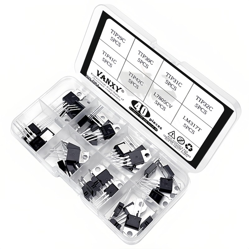 40PCS 8Values TIP29C TIP30C TIP31C TIP32C TIP41C TIP42C L7805CV LM317T