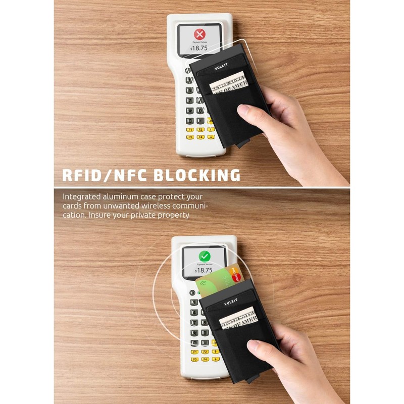 VULKIT Card Holder with Money Pocket Pop Up Wallet RFID