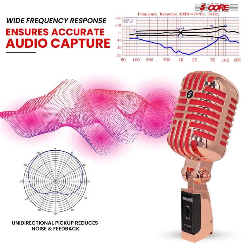 Classic Retro Dynamic Microphone Copper Metal Body XLR Input Universal