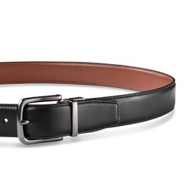 MILORDE Men’s Reversible Leather Belt for Casual Golf Dress Pants Shirts, Double Style - 2 Sides (Black/Brown - M908, 40)
