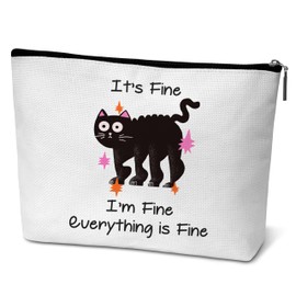 Black Cat Makeup Bag Zipper Pouch, Cosmetic Bag for Purse Travel Toiletry Bag, Funny Gifts for Women Girls - A01