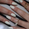 24Pcs Oval False Nails, White Short Acrylic Full Cover Press