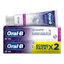 Pasta de Dientes Oral-B 3D White Brilliant Fresh Micropartículas Blanqueadoras 67 ml, 2 Unidades