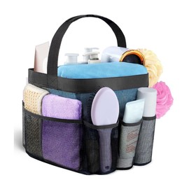 Timotech Bolsa de Ducha, Bolsa de Malla Colgante de Baño, Organizador de Malla Portátil, Bolsa de Secado Rápido, Organizador de Baño, Con 8 Compartimentos para Champú, Acondicionador, Jabón.