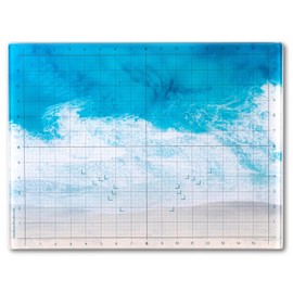 GLASSBOARD STUDIO Glass Craft Mat - Magnetic, Heat & Scratch Resistant - For Crafting, Cutting, Painting, Mixed Media Artwork - Grid Lines, Non-Slip Rubber Feet (Oceanside 13.5"L x 18"W)