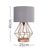 Modern Copper Metal Basket Cage Touch Table Lamp with a