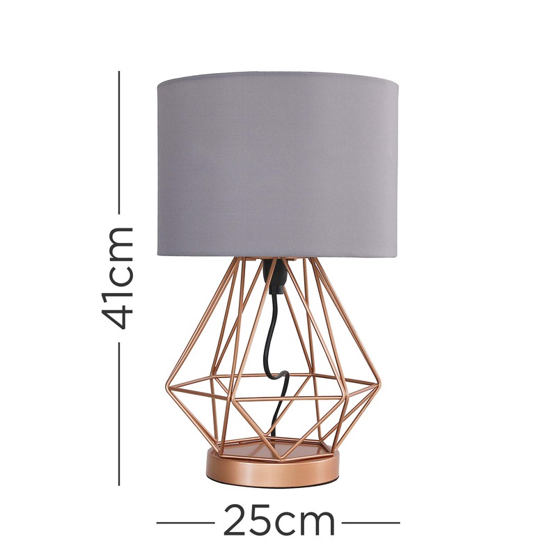 Modern Copper Metal Basket Cage Touch Table Lamp with a
