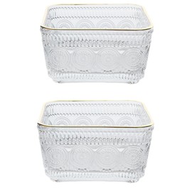 Ivymei 2 Pack Small Dessert Bowl Vintage Candy Bowl Candy Dish,Mini Square Glass Bowl for Snack Yourt,Fruit,Icecream,Dipping,Meal prep,Side Dishes (clear)
