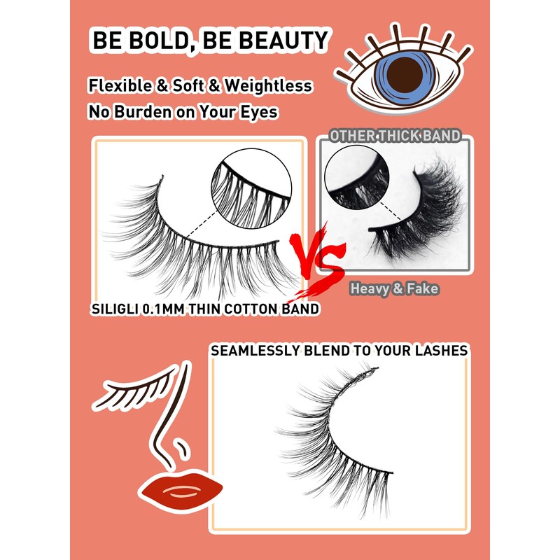 Anime Lashes Wispy False Eyelashes Natural Look 12MM Strip Lashes