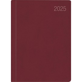 Zettler - Pocket Calendar 2025 Bordeaux, 8.3 x 10.7 cm, Pocket Planner with 140 Pages in Flexible Plastic Cover, Day and Week Counting, Moon Phases, Weekly Overview and International Calendar