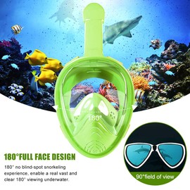 HINATAA Snorkel Mask for Kids, 180° Panoramic View Free Breathing Full Face Snorkeling Mask Anti-fog and Anti-Leak Suitable for Children Aged 4-15 (Fruit Green)