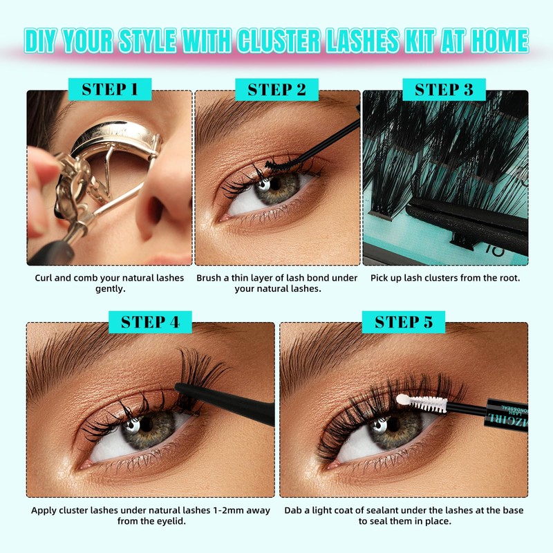 Eyelash Clusters, 320 Pieces, 60D Eyelash Clusters, D Curl, Individual