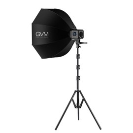 GVM SD80S 80W COB Video Light Kit, 5600K Continuous Lighting for Photography with Bowens Mount Softbox&Stand, 8 Lighting Effects Support AC Adapter & NP Series Battery