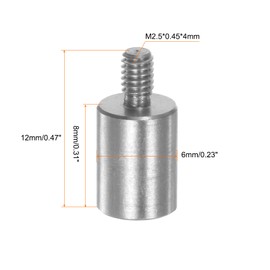 sourcing map 3pcs Flat Contact Points 6mm Dia 8mm Length M2.5 Thread 303 Stainless Steel for Dial Digital Indicator Depth Gauge Thickness Gauge