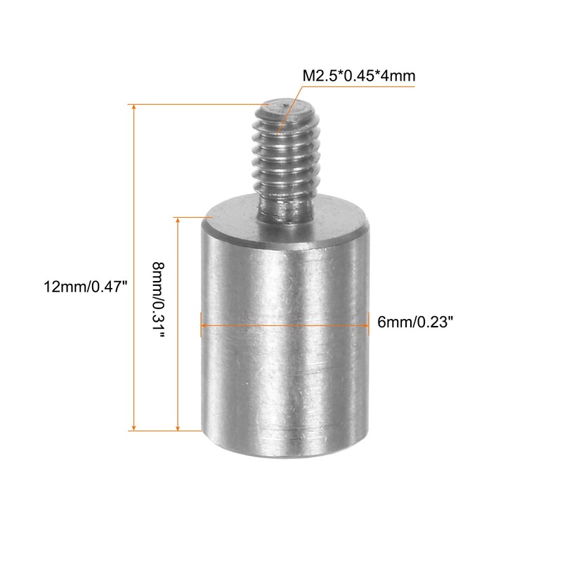 sourcing map 3pcs Flat Contact Points 6mm Dia 8mm Length