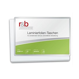 R & B Ft. CC 100 Laminating Pouches for Credit Cards, 54 x 86 mm, 2 x 100 Micron Pack of 100