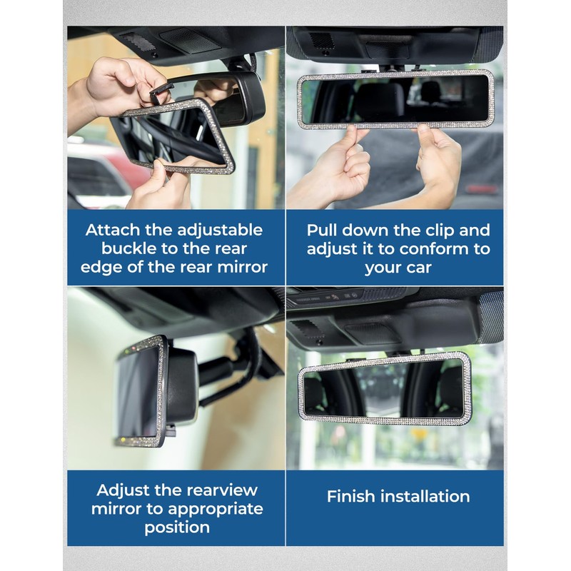 JOYTUTUS Rear View Mirror, Universal 11.81 Inch Panoramic Rearview Accessories